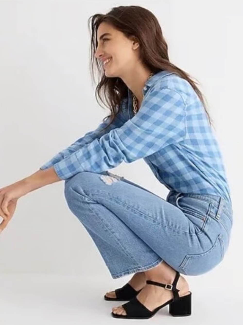 J. Crew Light Blue Distressed Demi-Boot Crop Jeans